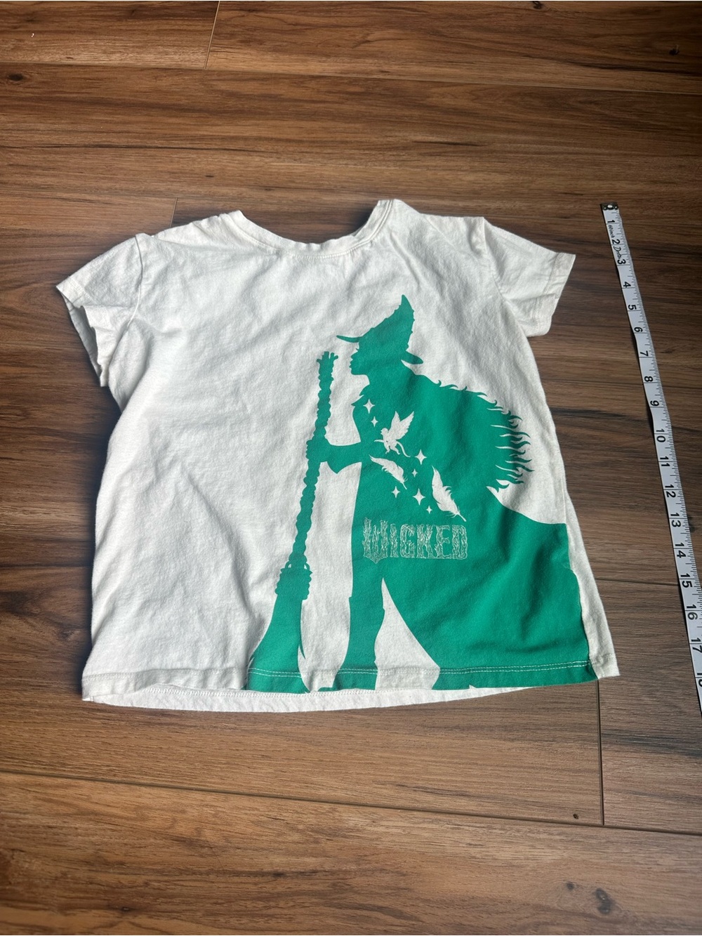 Old Navy White Tee with Teal Witch Silhouette Graphic